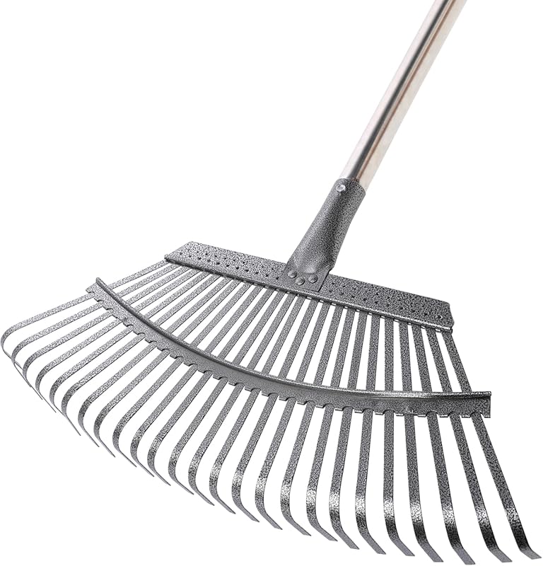 Yocada 19.3 Adjustable Garden Leaf Rake: Long Handle, 25 Tines for Ya