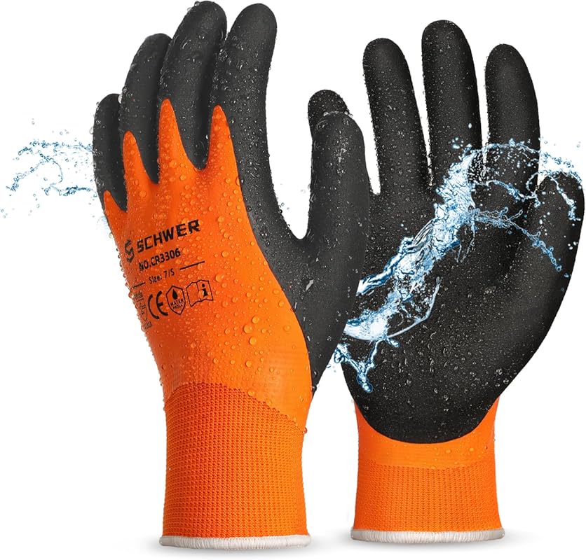 Schwer CR3306 Waterproof Work Gloves - Double Latex Coated Non-Slip Gr