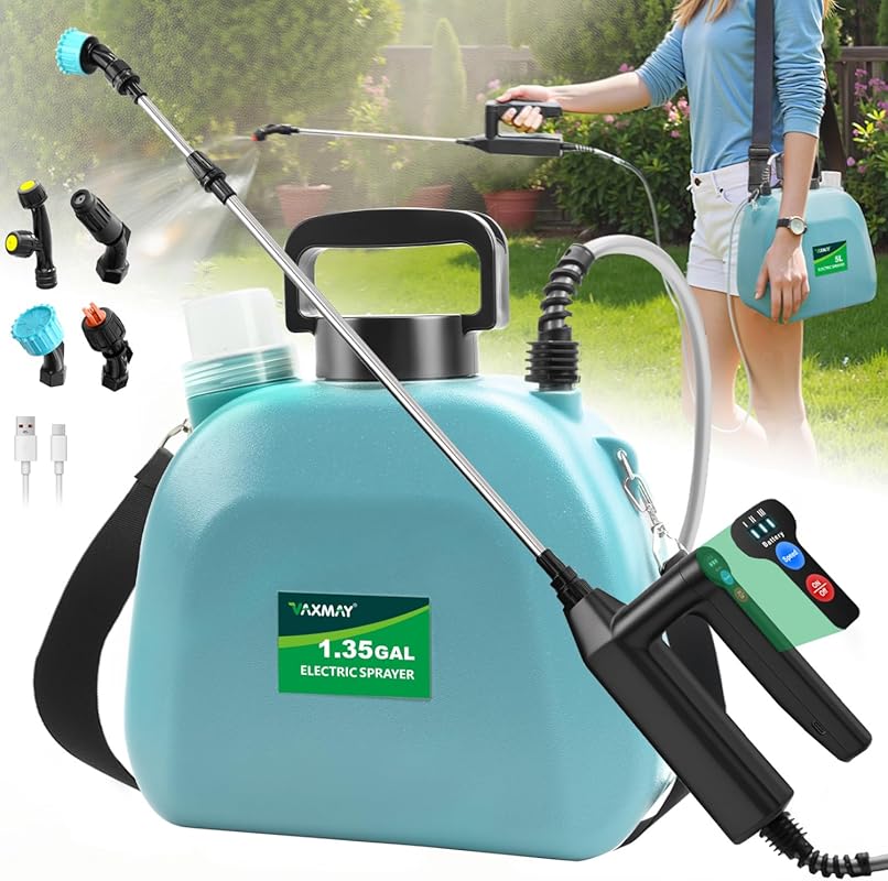 Battery Powered Sprayer 1.35 Gallon (2026 Model): Electric Garden Spra