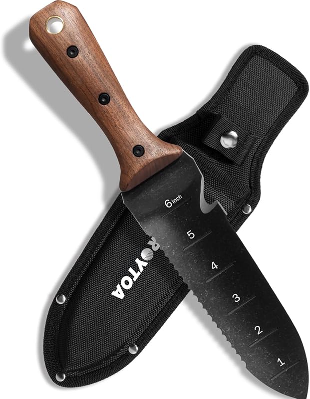 Hori Hori 7-Inch Stainless Steel Garden Knife with Full-Tang Walnut Ha