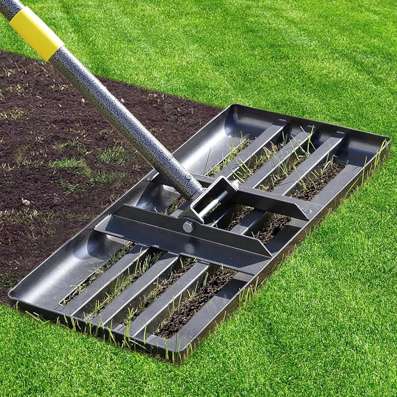 Lawn Leveling Rake Heavy Duty 17x10 Stainless Steel Plate 28-60 Adjust