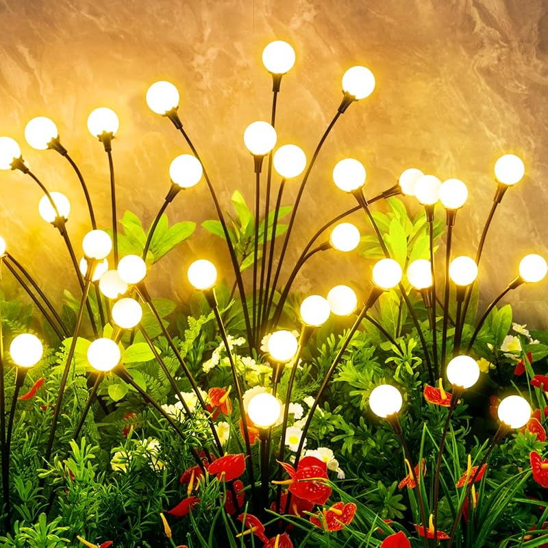 Solar Lights Outdoor Waterproof 4 Pack 32 LEDs Firefly Decoration for 