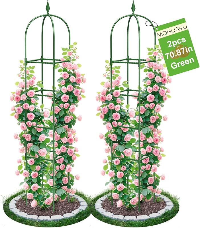 2 Pack 71 Inch Metal Rustproof Obelisk Trellis for Climbing Plants - T