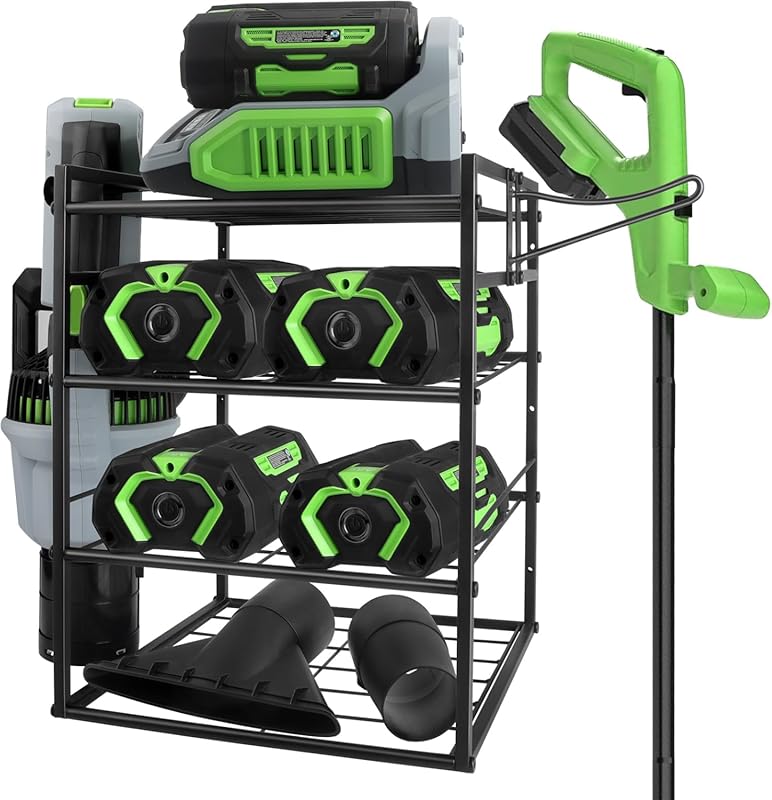 Black Alloy Steel 4-Tier Power Tool Organizer Wall Mount - 12.6x11.8x1
