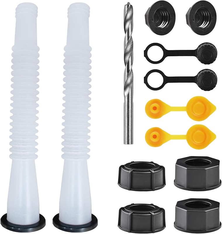 Gas Can Spout Replacement Kit: 2 Nozzles with Gaskets for 1-10 Gallon 