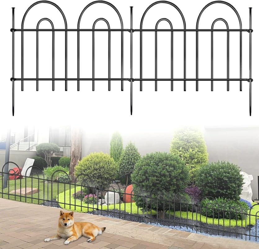 32-Panel Arched No-Dig Fence, 45x13 ft, Rustproof Metal Animal Barrier