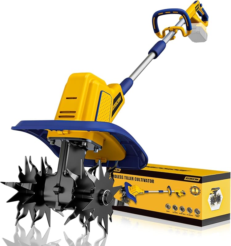Cordless Tiller Cultivator, DeWalt 20V Compatible, 360RPM, 9-Inch Widt