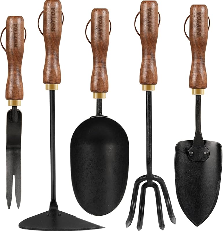 5-Piece Heavy-Duty Stainless Steel Tools with Ergonomic Walnut Handle 