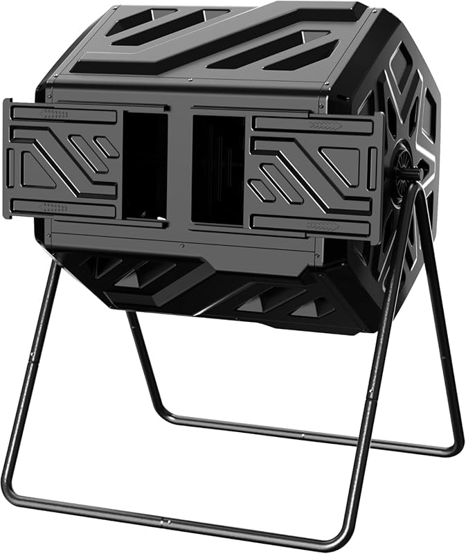 43-Gallon Dual Chamber Compost Tumbler with Gloves, Fast Assembly, Eas