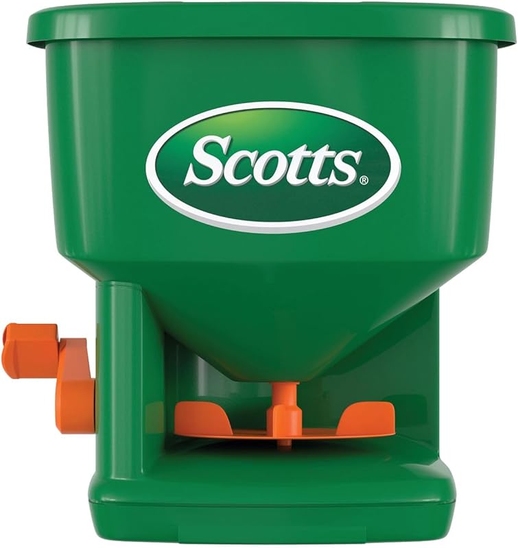 Scotts Whirl Hand-Powered Spreader for Grass Seed, Fertilizer, Salt, I