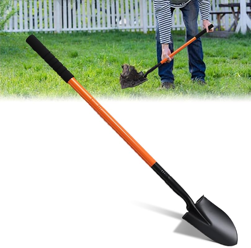 43.7-Inch Heavy Duty Garden Shovel with Metal Handle for Digging, Tren