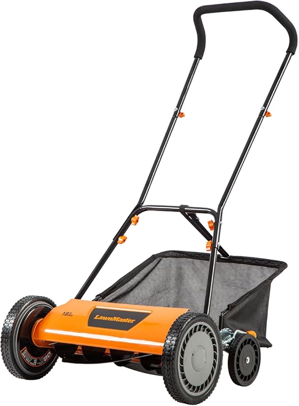 LawnMaster LMRM1801 Push Reel Lawn Mower: 18-Inch, 5-Blade, Manual Pus