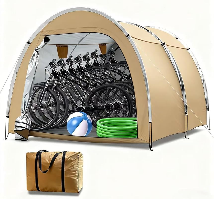 Bike Storage Shed Tent with 420D Oxford Waterproof Fabric, Fits 6-8 Bi