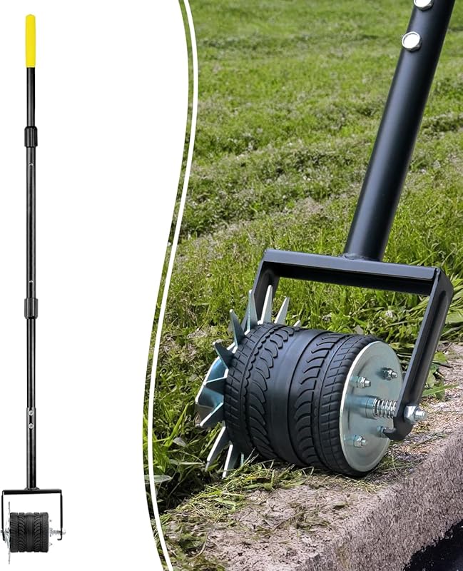 Colwelt 59-Inch Wheel Rotary Manual Edger: Extra-Wide Rubber Wheel, Re