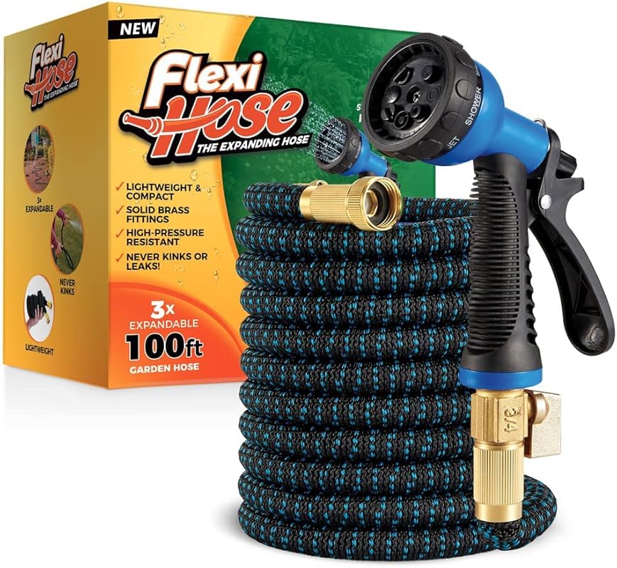 Flexi Hose 100FT Expandable Garden Hose, 8-Function Nozzle, Lightweigh