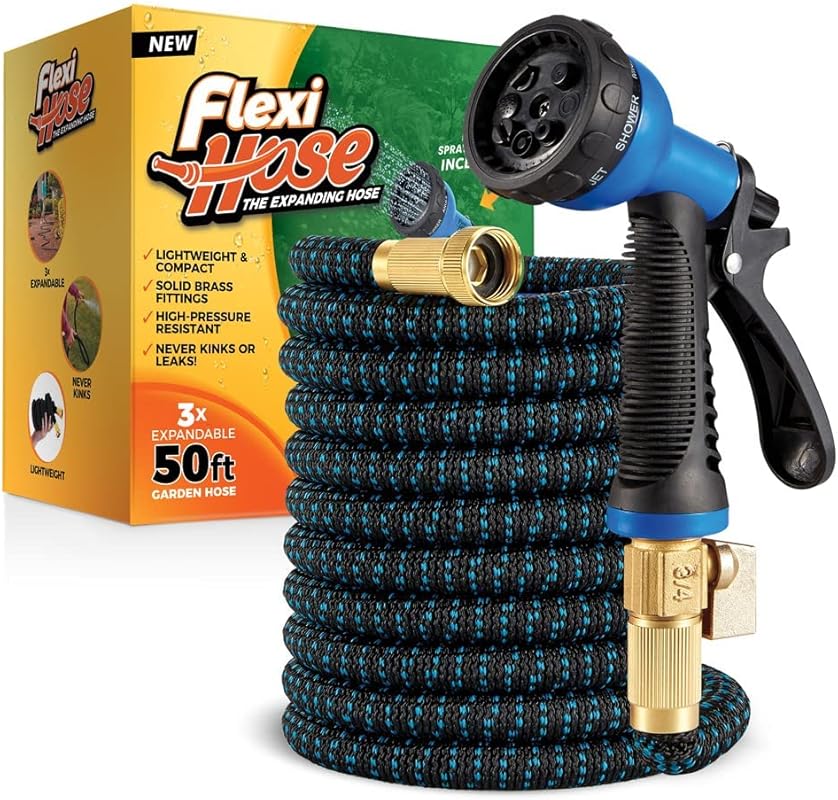Flexi Hose 50FT Expandable Garden Hose, 8-Function Nozzle, Lightweight