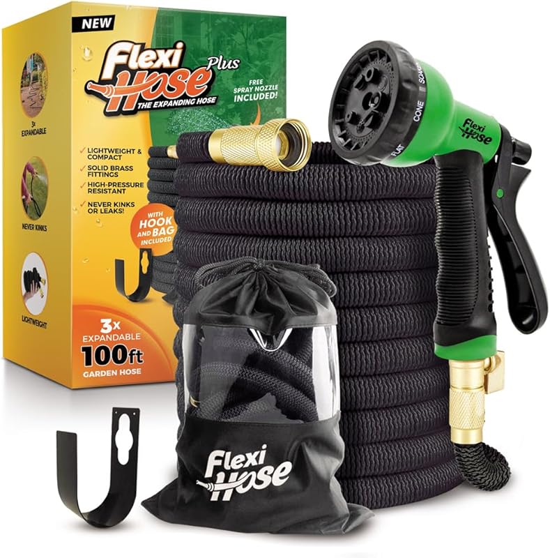 Flexi Hose PLUS 100FT Expandable Hose, 8-Function Nozzle, Lightweight