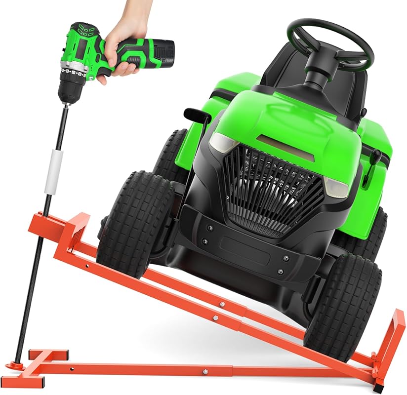 1400 Lb Lawn Tractor Lift Jack: Rotating Sleeve, Dual Handles, 3-Min S