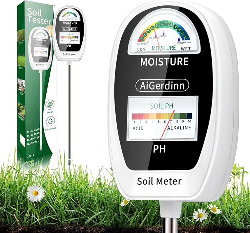 2-in-1 Dual Dial Soil Test Kit Measuring Moisture and pH Meter for Gar