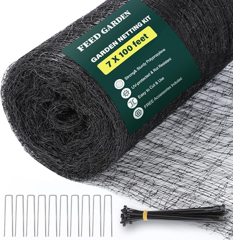 FEED GARDEN 7x100 ft Heavy Duty Deer Netting: UV-Protected 3/4