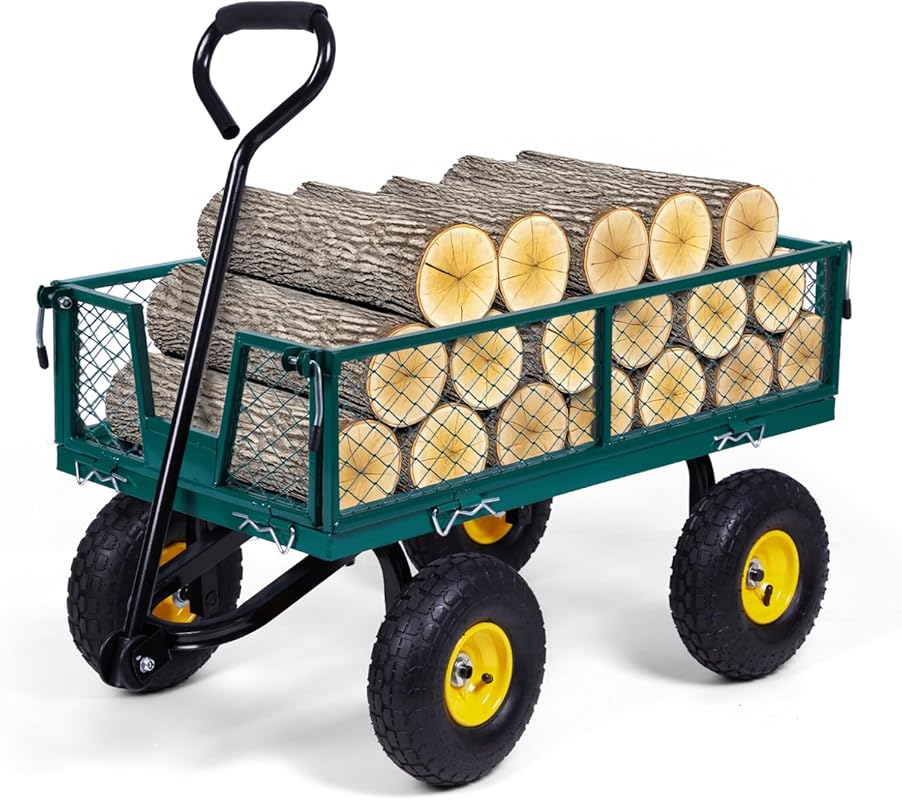 Backyard Expressions Heavy-Duty Steel Garden Cart, 400 lb Capacity, Re