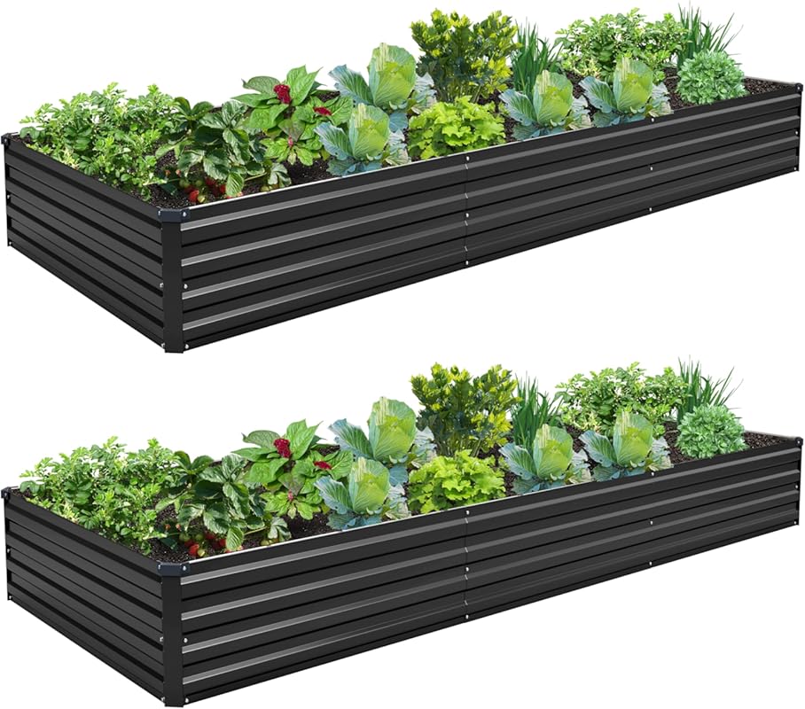 10x3x1 ft Galvanized Raised Garden Bed Kit (2-Pack), Large Metal Plant