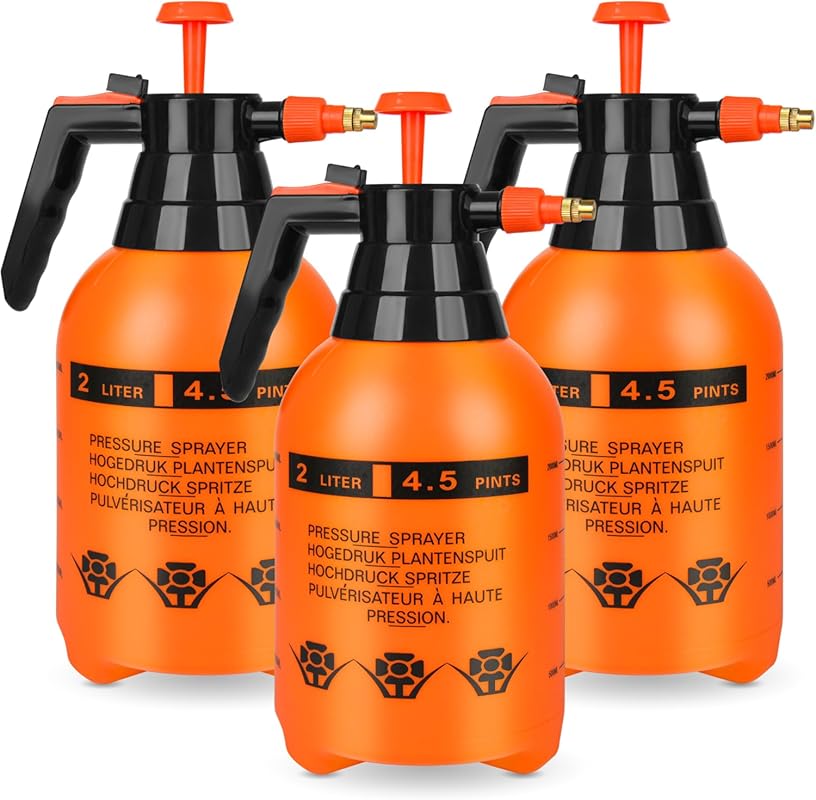 Garden 3 Pcs 1/2 Gallon Handheld Pump Sprayer with Adjustable Nozzle f