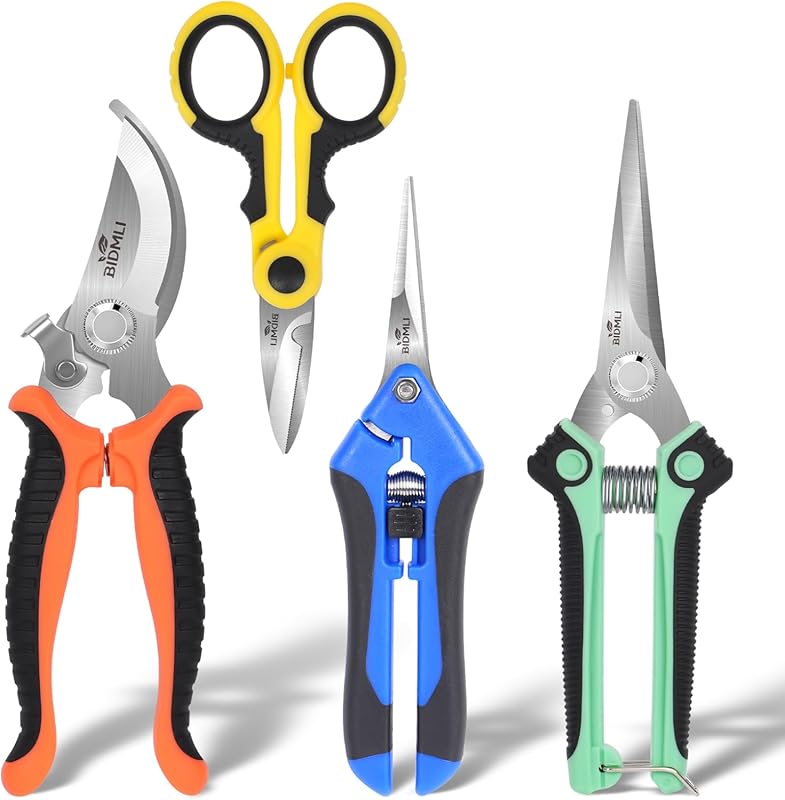 BIDMLI 4-Pack Multifunctional Garden Scissors Set: Stainless Steel Pru
