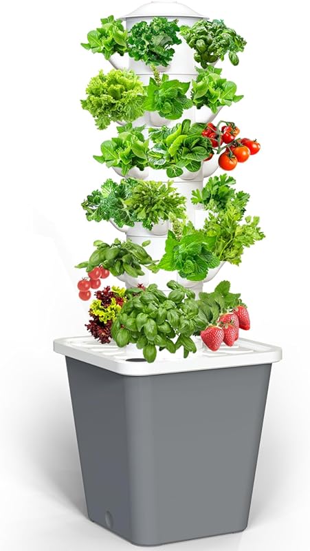 30-Plant Indoor Hydroponic Tower with Timer and Pump System - Includes