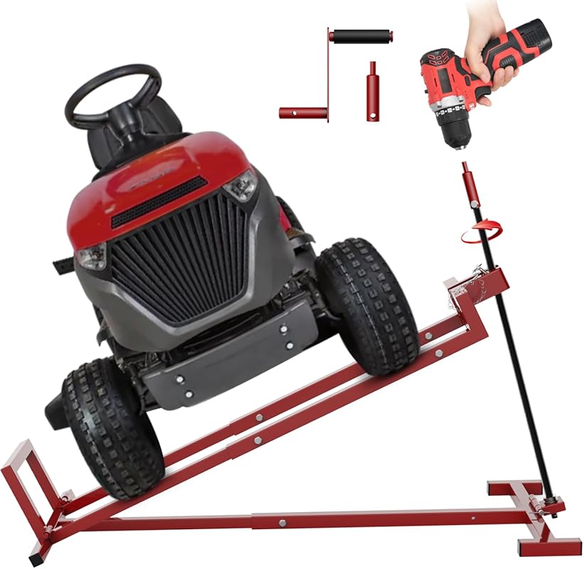 880 Lb Telescopic Lawn Mower Lift Jack: Foldable with Dual Handles for