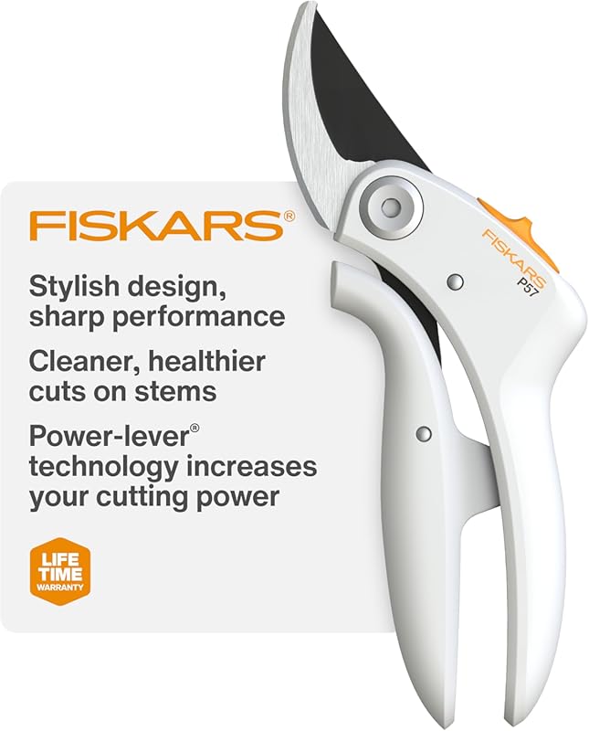 Fiskars Bypass Pruner with PowerLever Technology - Lightweight Garden