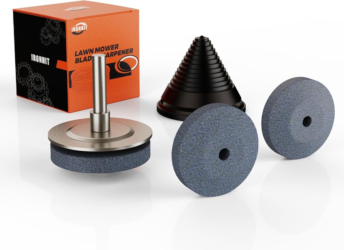 Universal Lawn Mower Blade Sharpener Kit with Balancer – Fits Any Powe