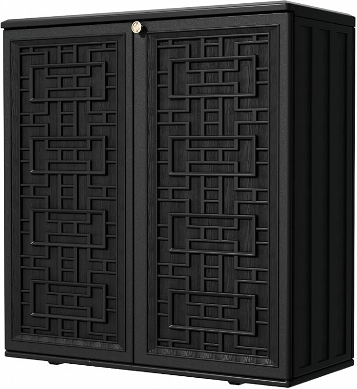 Resin Outdoor Storage Cabinet with Shelf, Waterproof 34.3