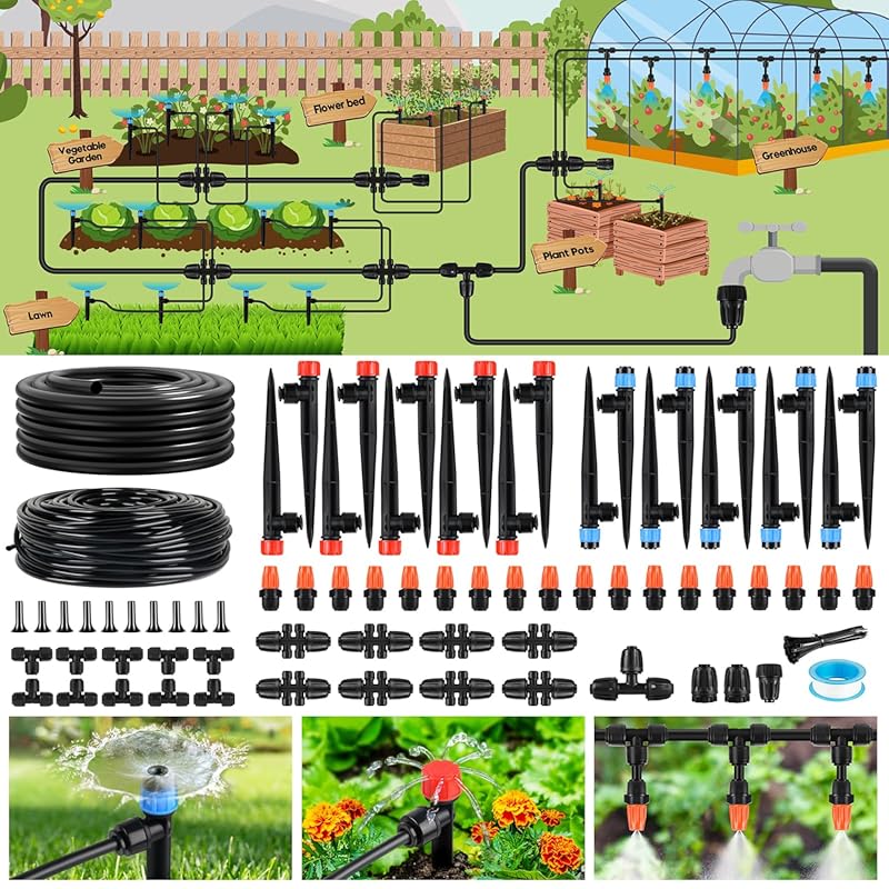 240FT Drip Irrigation Kit with Quick-Connect 1/2