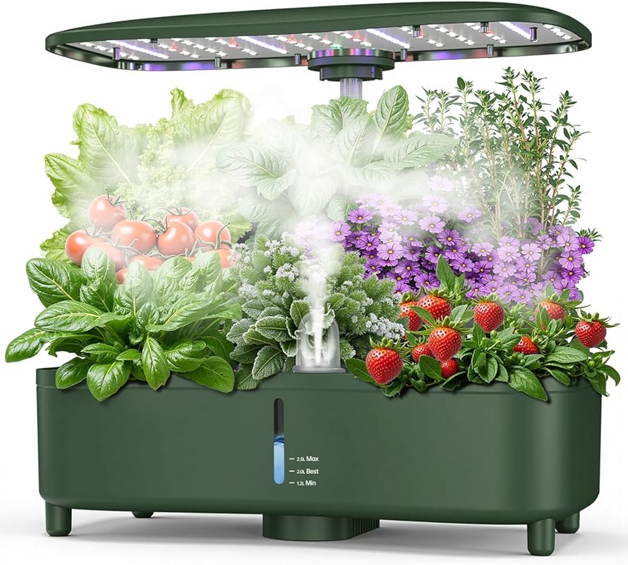 Indoor Aeroponic Herb Garden Kit: 15 Pods, 3 Grow Modes, 24H Timer, Qu