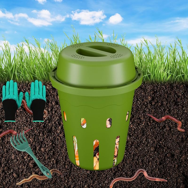 Mini Underground Worm Composter Beginners Garden Beds Home Use, Worm F