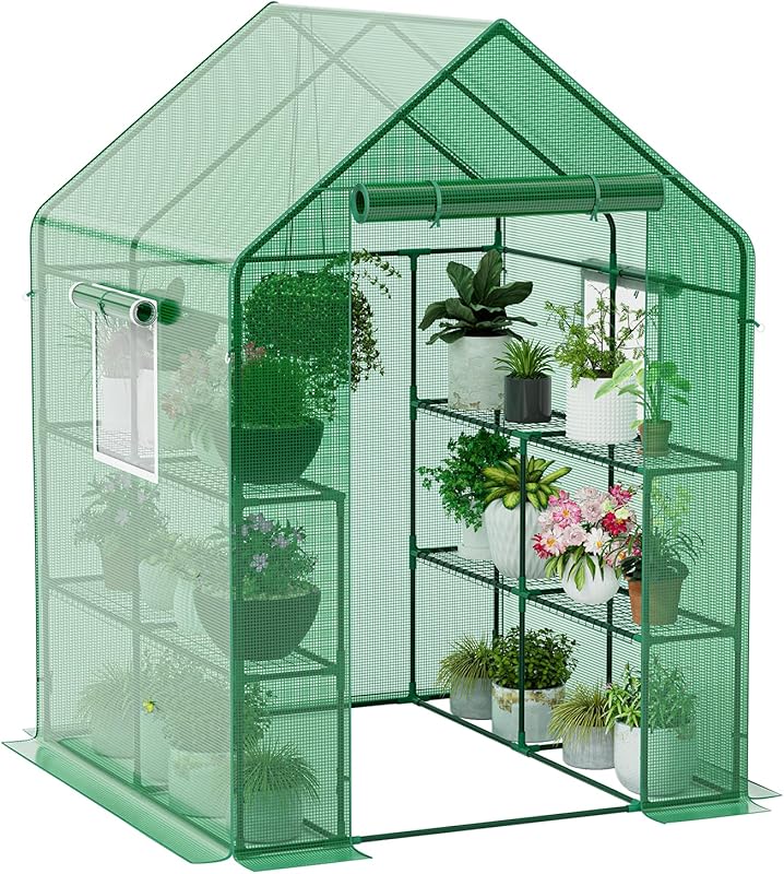 56x56x78 Walk-in Greenhouse with Screen Windows – Heavy Duty Thicken P