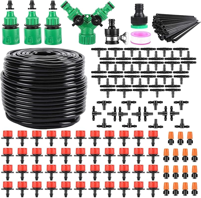 180 Pcs 164FT Drip Irrigation System Kit with 1/4