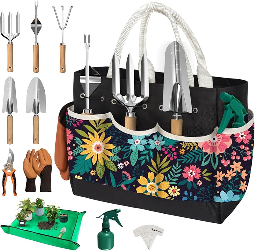 22-Piece Women's Gardening Tools Set – Heavy Duty with Tote Bag and Ac
