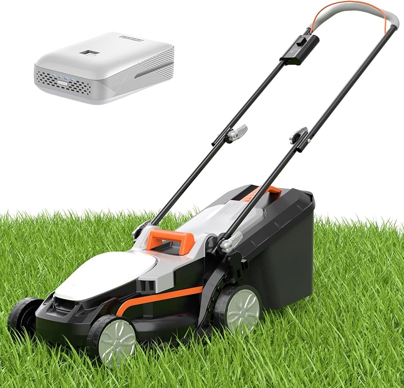 Litheli cordless electric lawn mower, 13.2-inch cutting width, 8-gallo