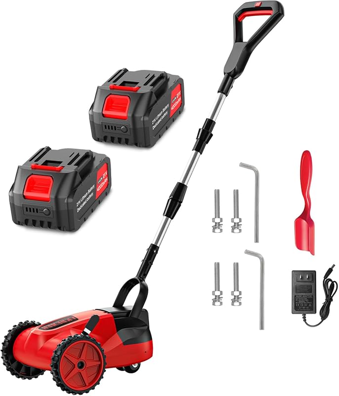 9 Inch Electric Lawn Mower, 6000RPM Weed Wacker with 2x4.0mAH Batterie