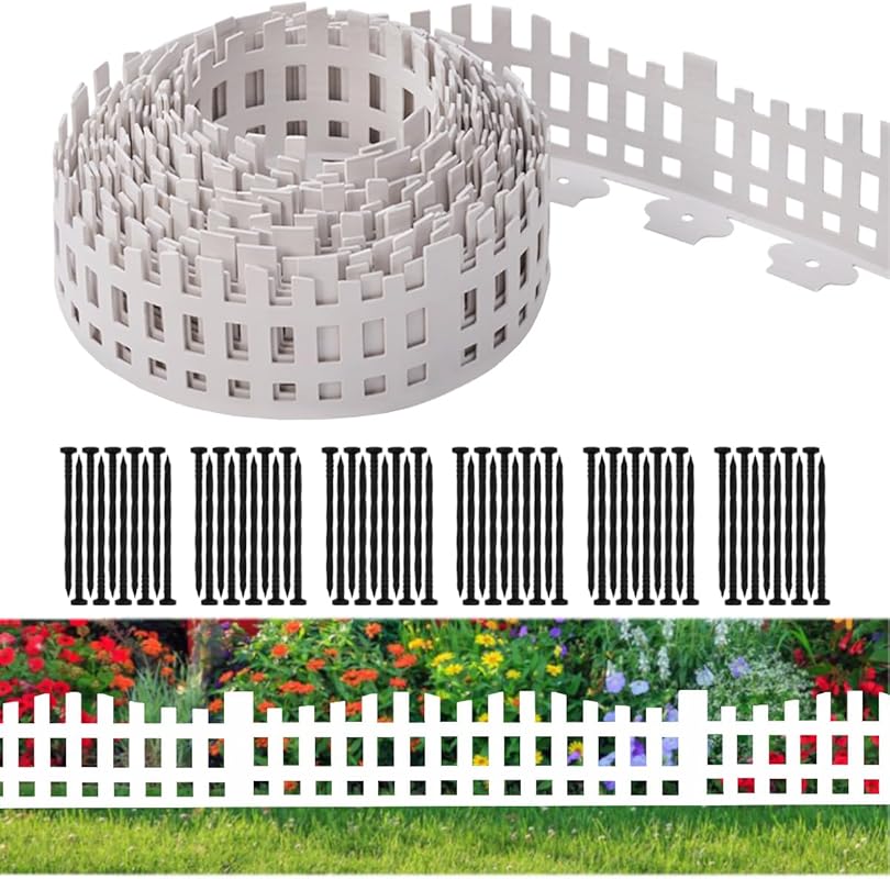 33FT Garden Edging with 60 Stakes – Arched White Flexible No-Dig Lawn 