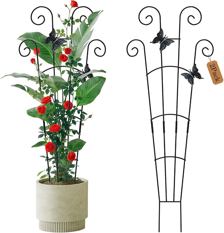Expandable Metal Trellis for Climbing Plants with Ties - 2 Pack 30 Inc