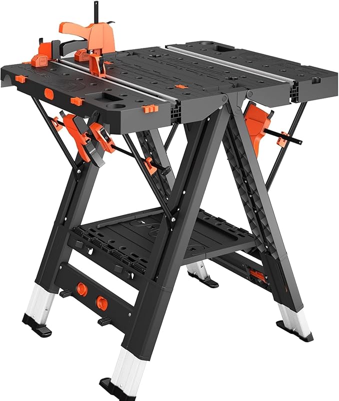 Anyyion 2-in-1 Folding Work Table/Sawhorse, Easy Setup, 31