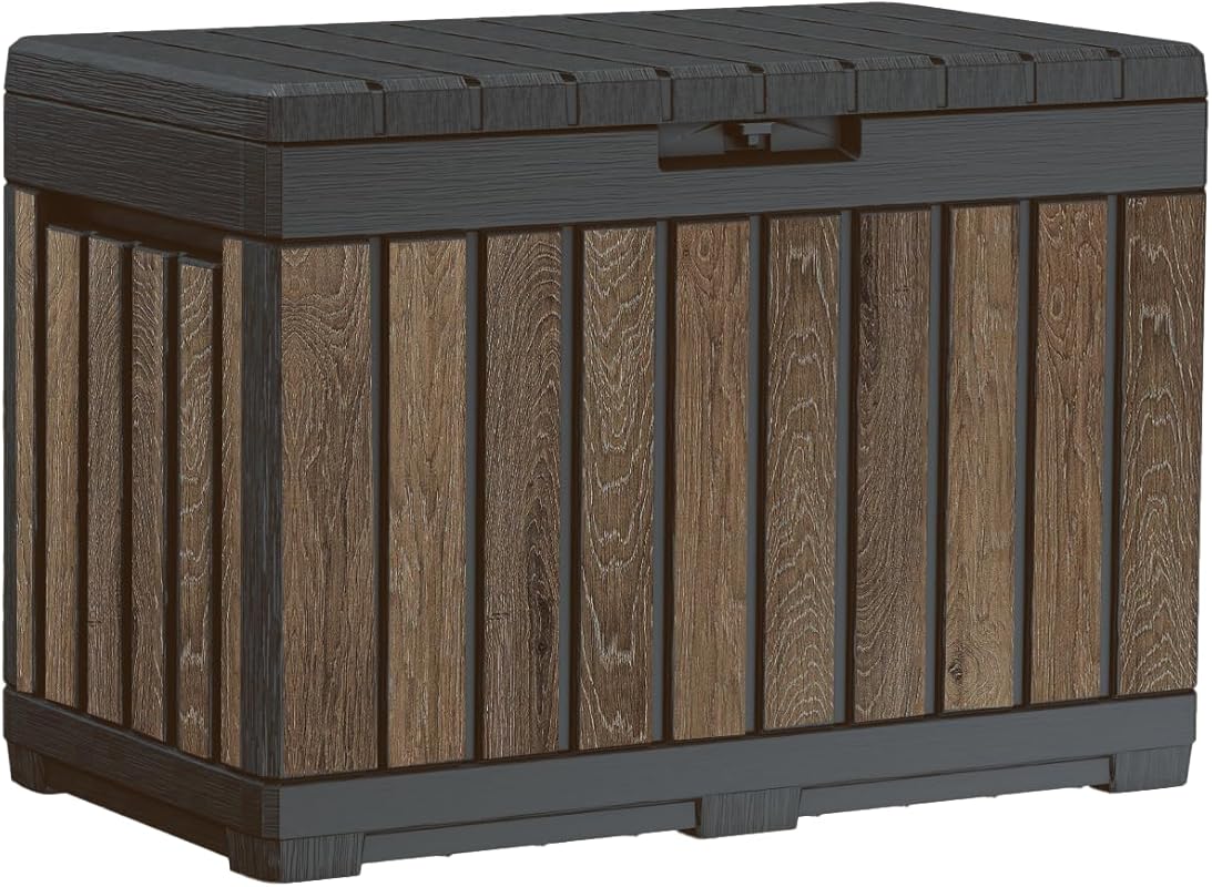 Keter Signature Everwood 50-Gallon Resin Deck Box weather-resistant st