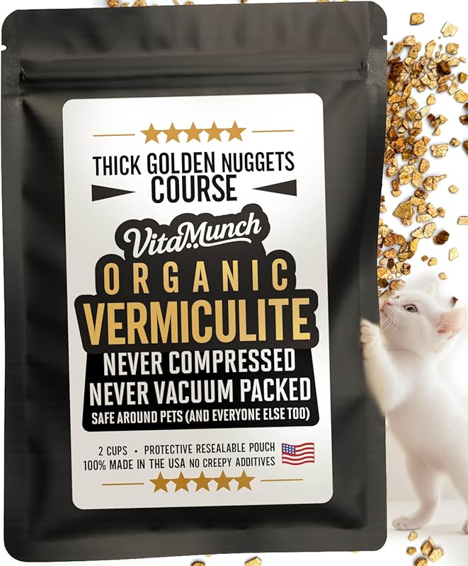 Vitamunch Coarse Organic Vermiculite 2-Cup - Pet Safe, Light Never-Com