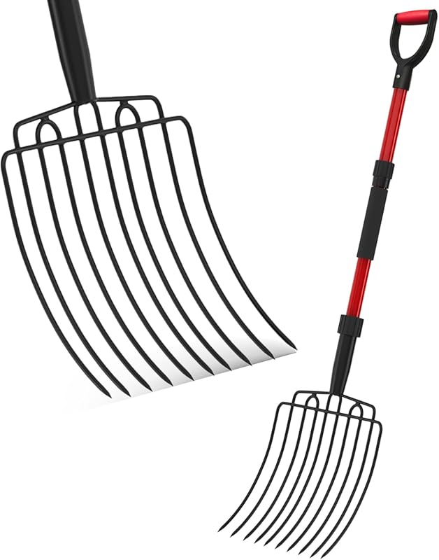 COSITA 44-Inch Wide Pitch Fork: 10 Metal Tines, Fiberglass Handle for 