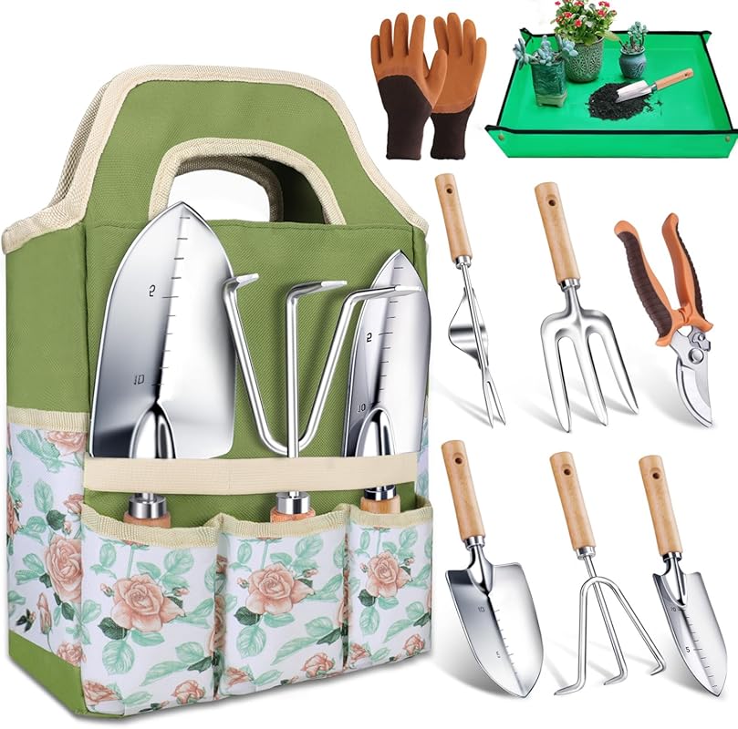 Kynup 9-Piece Garden Tool Kit with Thickened Stainless Steel Rust-Proo