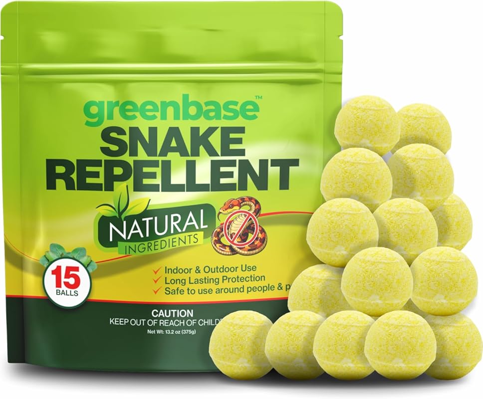Natural Snake Repellent Balls 15-Pack - Long-Lasting Deterrent for Tra
