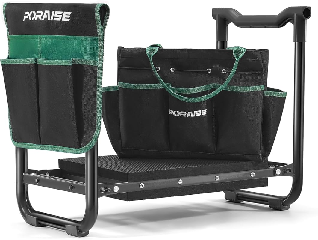 Garden Kneeler and Seat Heavy Duty: Wider Thicker Pad, Foldable with 2
